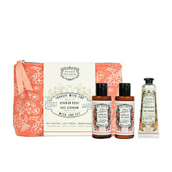 Panier des Sens Rose Géranium krém na ruce 30 ml + SG 70 ml + BL 70 ml + kosmetická taška W