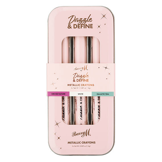 Barry M Dazzle & Define Metallic Crayons (Orchid Flower, White, Galactic Teal) 3 ks