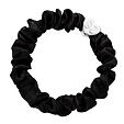 By Eloise London Silver Heart Silk Scrunchie - černá