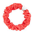 By Eloise London Silver Heart Silk Scrunchie - Neon Peach